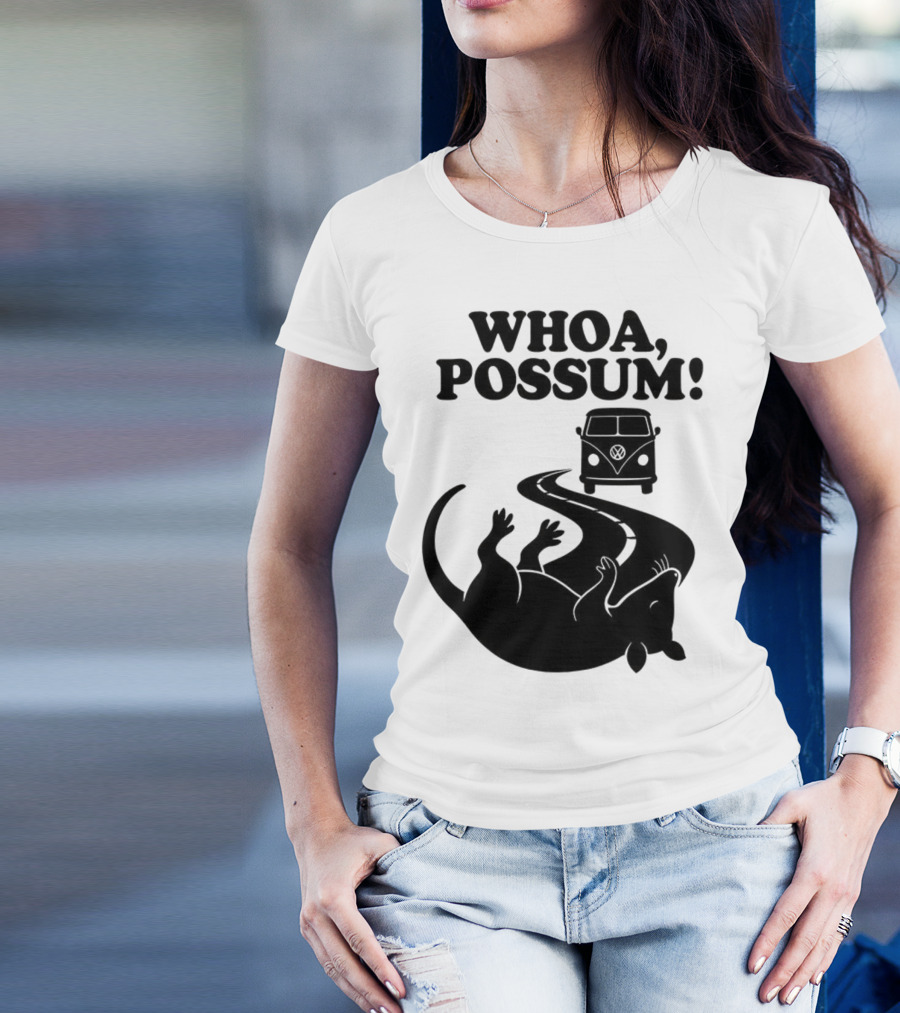 Whoa Possum Vintage Van Opossum Road Trip T-Shirt