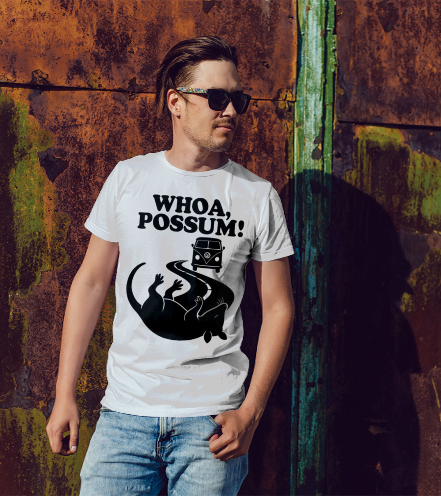Whoa Possum Vintage Van Opossum Road Trip T-Shirt