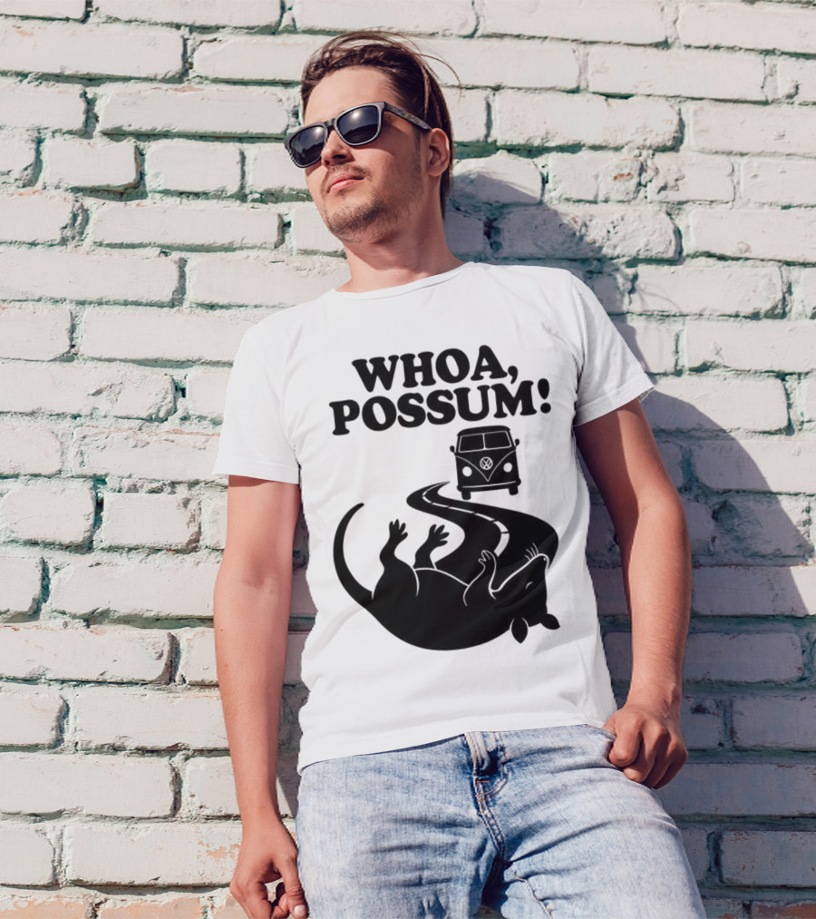 Whoa Possum Vintage Van Opossum Road Trip T-Shirt