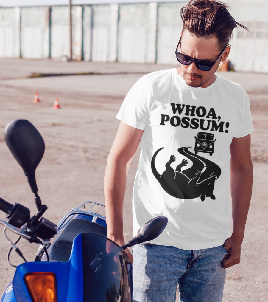 Whoa Possum Vintage Van Opossum Road Trip T-Shirt