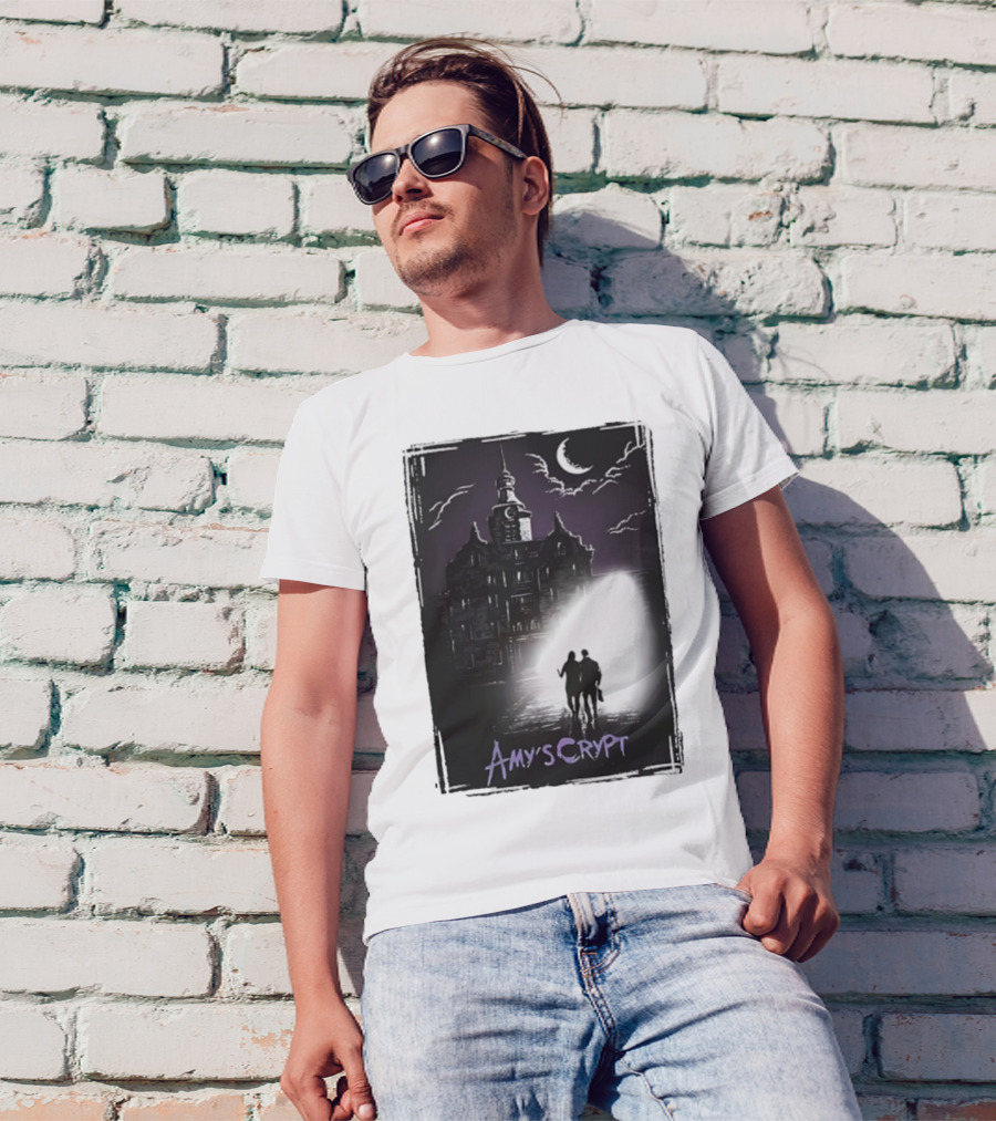 Amy's Crypt Haunted Mansion Moonlit Silhouette Halloween 2025 T-Shirt