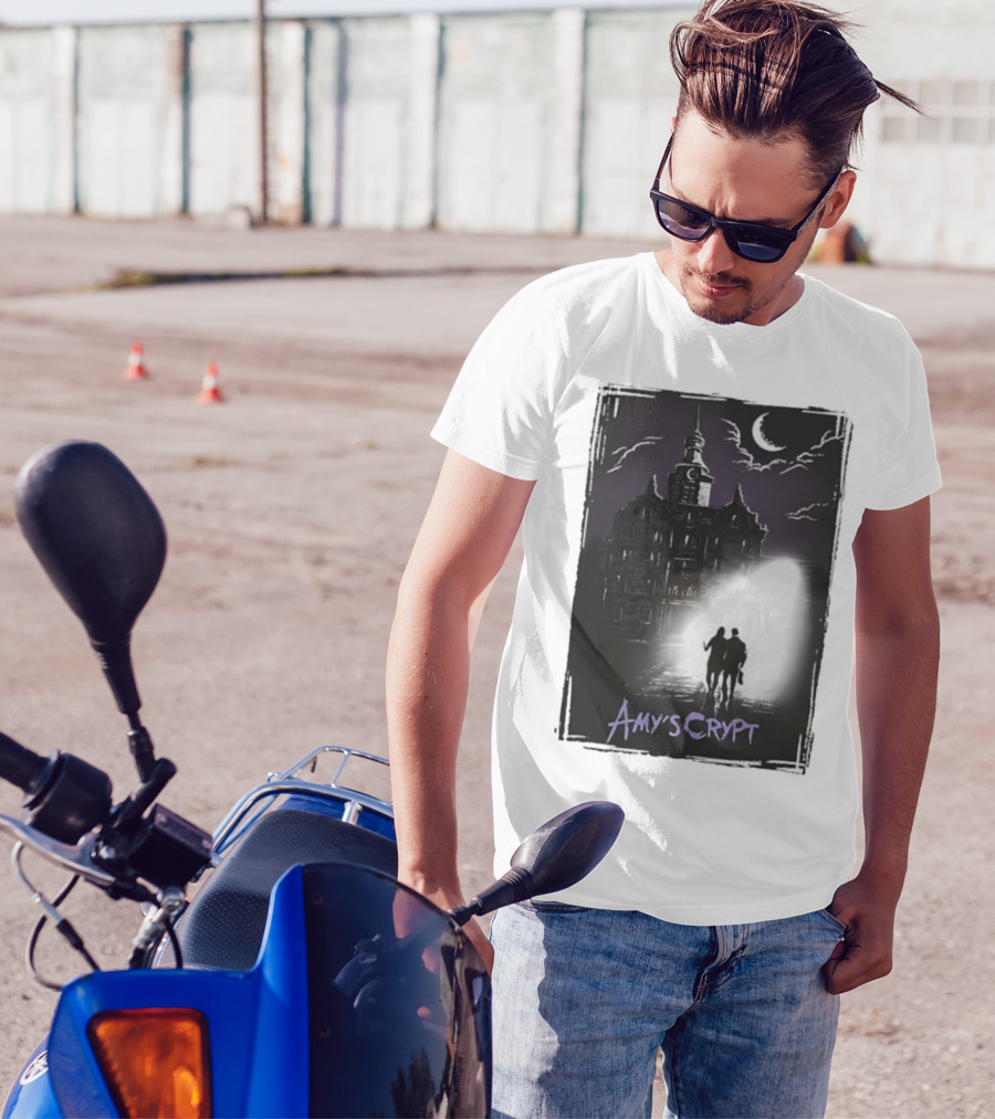 Amy's Crypt Haunted Mansion Moonlit Silhouette Halloween 2025 T-Shirt