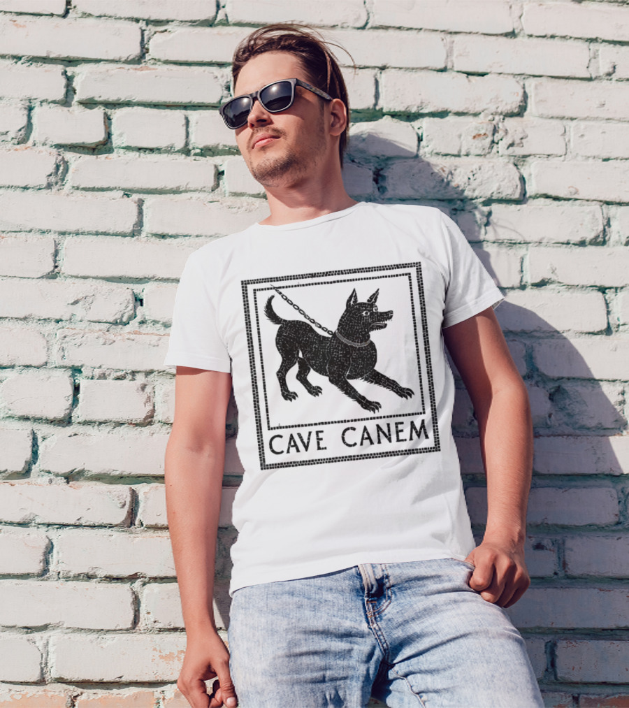 Cave Canem Ancient Pompeii Beware Of Dog Mosaic T-Shirt