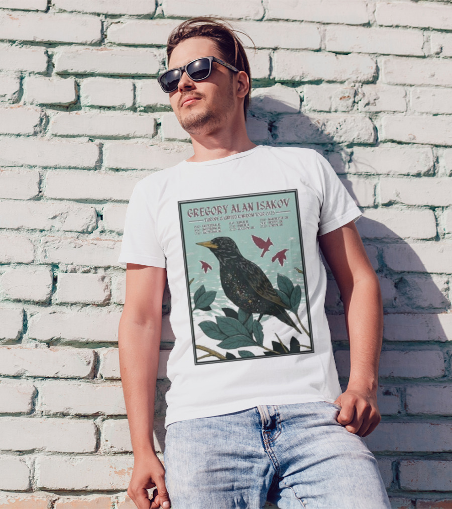 Gregory Alan Isakov Europe & United Kingdom Tour 2025 Black Bird Artwork T-Shirt