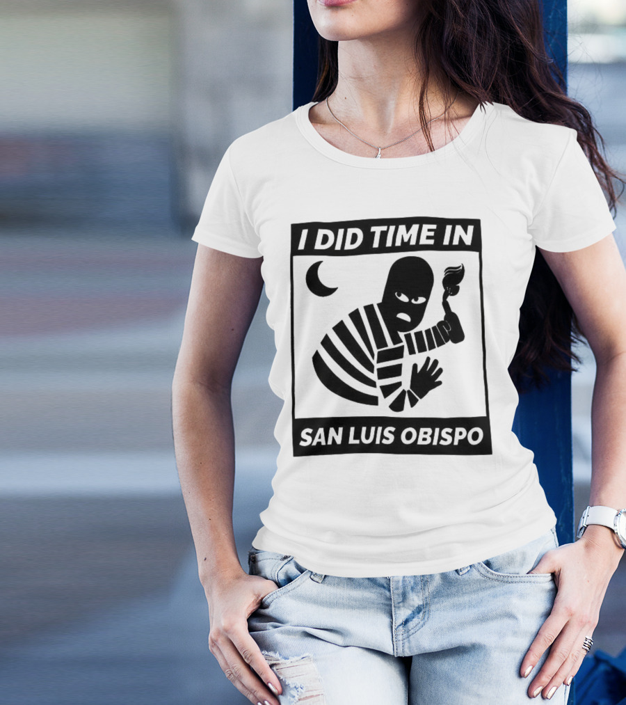 I Did Time In San Luis Obispo Retro Prison Bars Crescent Moon T-Shirt
