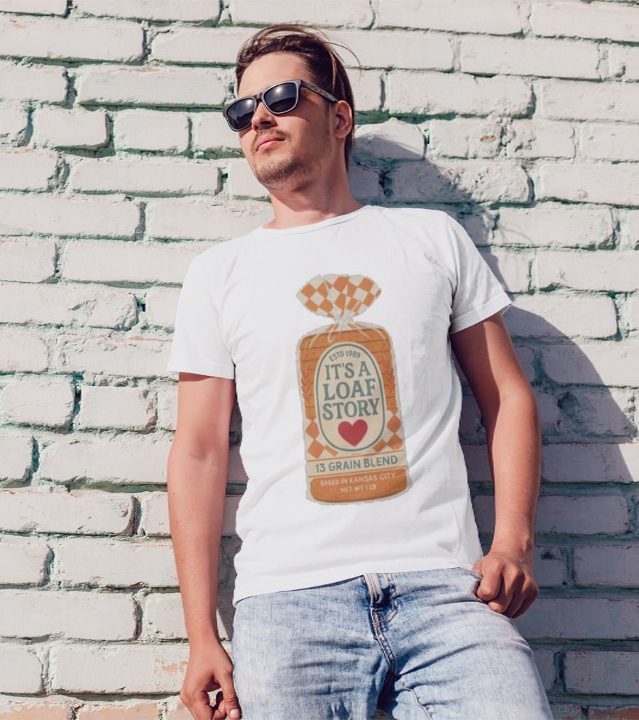 It's A Loaf Story 13 Grain Blend Baked In Kansas City Est 1989 Heart Checkered Package T-Shirt