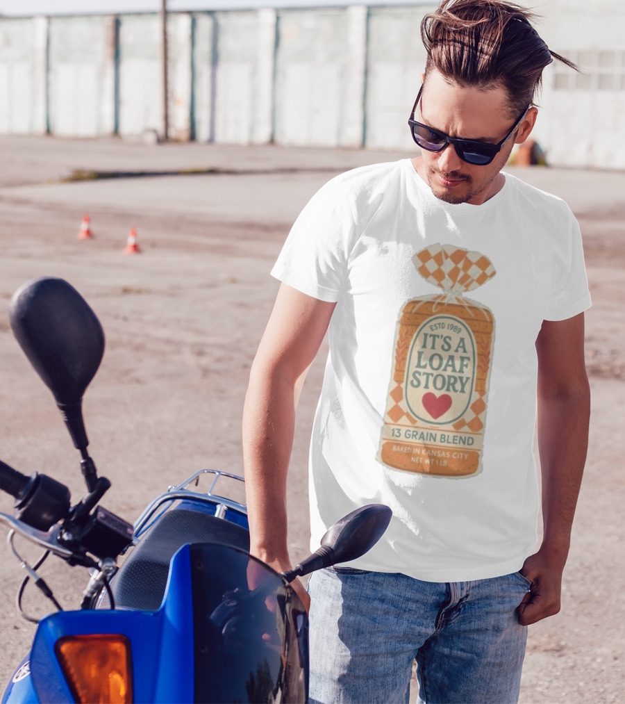 It's A Loaf Story 13 Grain Blend Baked In Kansas City Est 1989 Heart Checkered Package T-Shirt