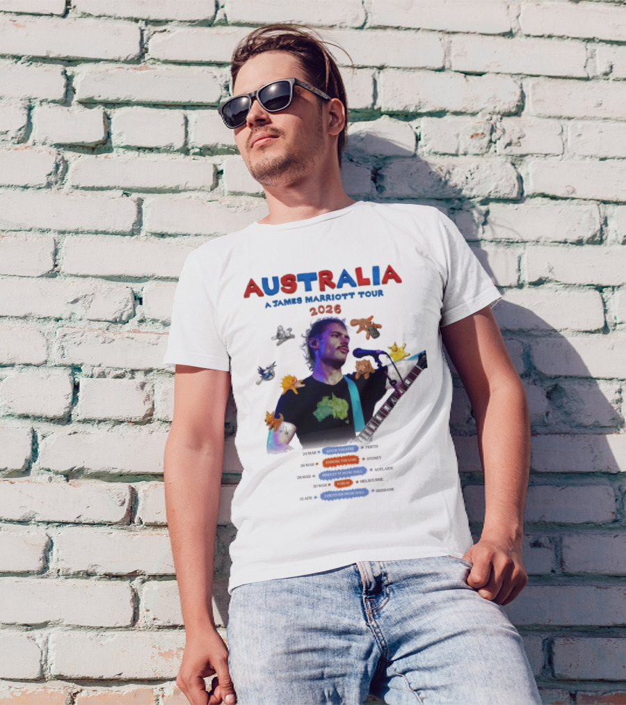 James Marriott Australia Tour 2026 Colorful Dates And Animals T-Shirt