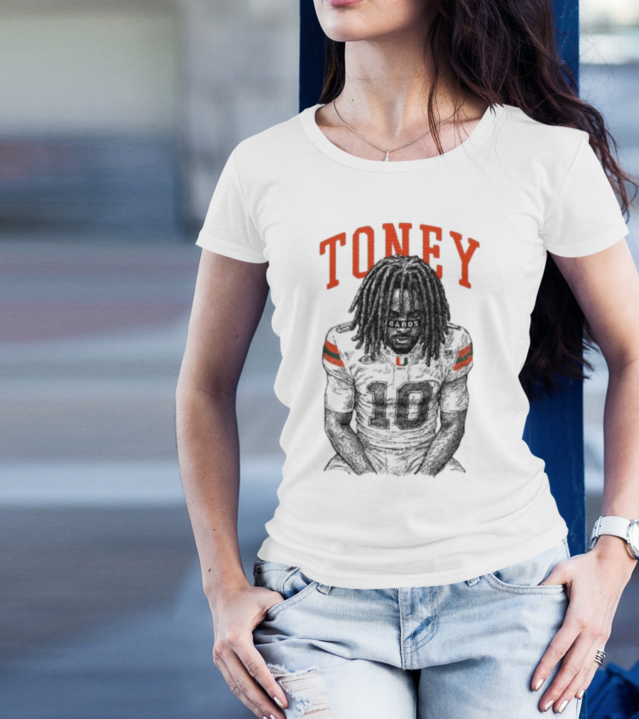 Toney Gabos Miami Hurricanes Number 10 Football Art T-Shirt