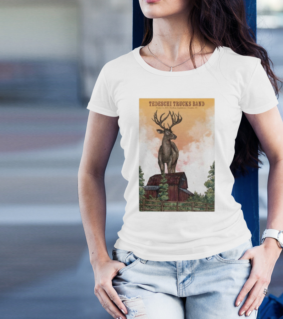 Tedeschi Trucks Band October 15 2025 FirstBank Amphitheater Franklin TN Deer On Barn T-Shirt