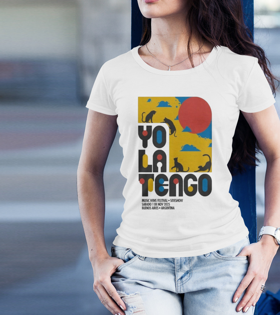 Yo La Tengo Cats And Sun Graphic 11.1.2025 Music Wins Festival Buenos Aires Argentina T-Shirt