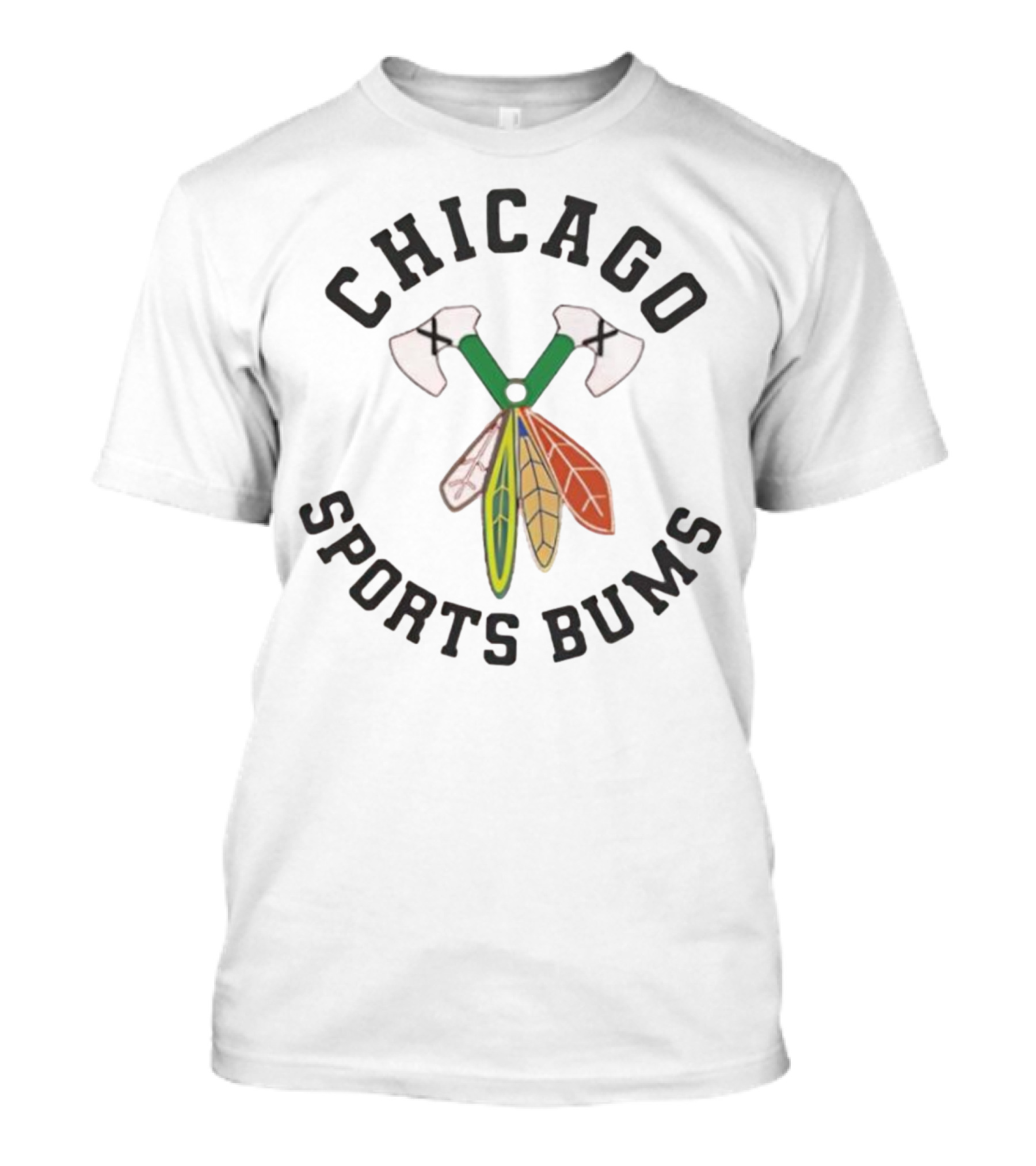 Chicago Sports Bums Hockey Axes Feathers Design T-Shirt