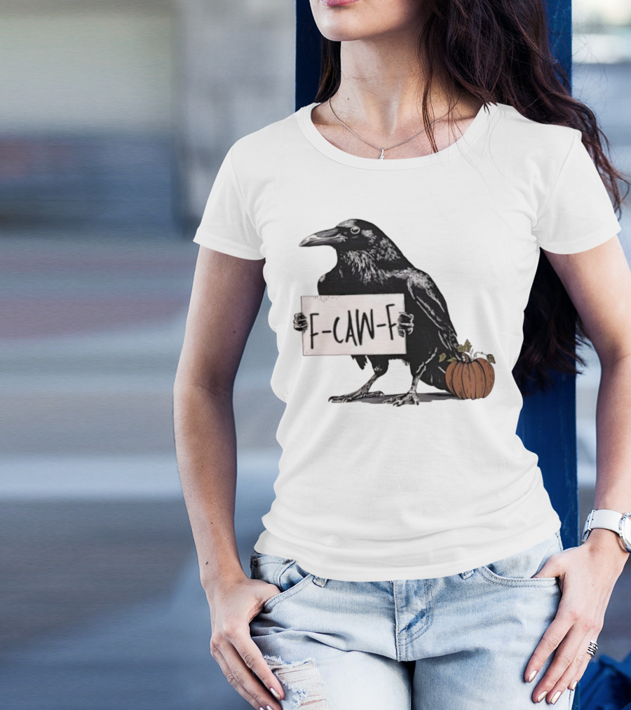 F Caw F Anti Fascism Crow Halloween Raven Pumpkin T-Shirt