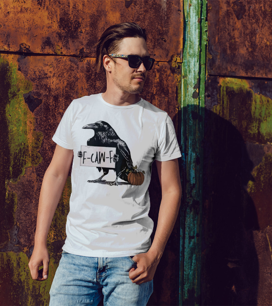 F Caw F Anti Fascism Crow Halloween Raven Pumpkin T-Shirt