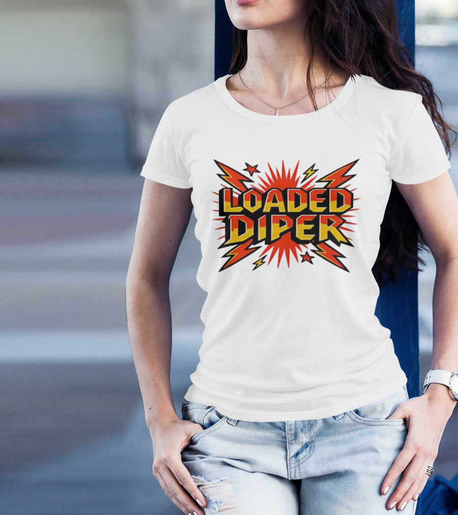 Loaded Diper Band Logo Comic Book Style Explosion Graphic T-Shirt