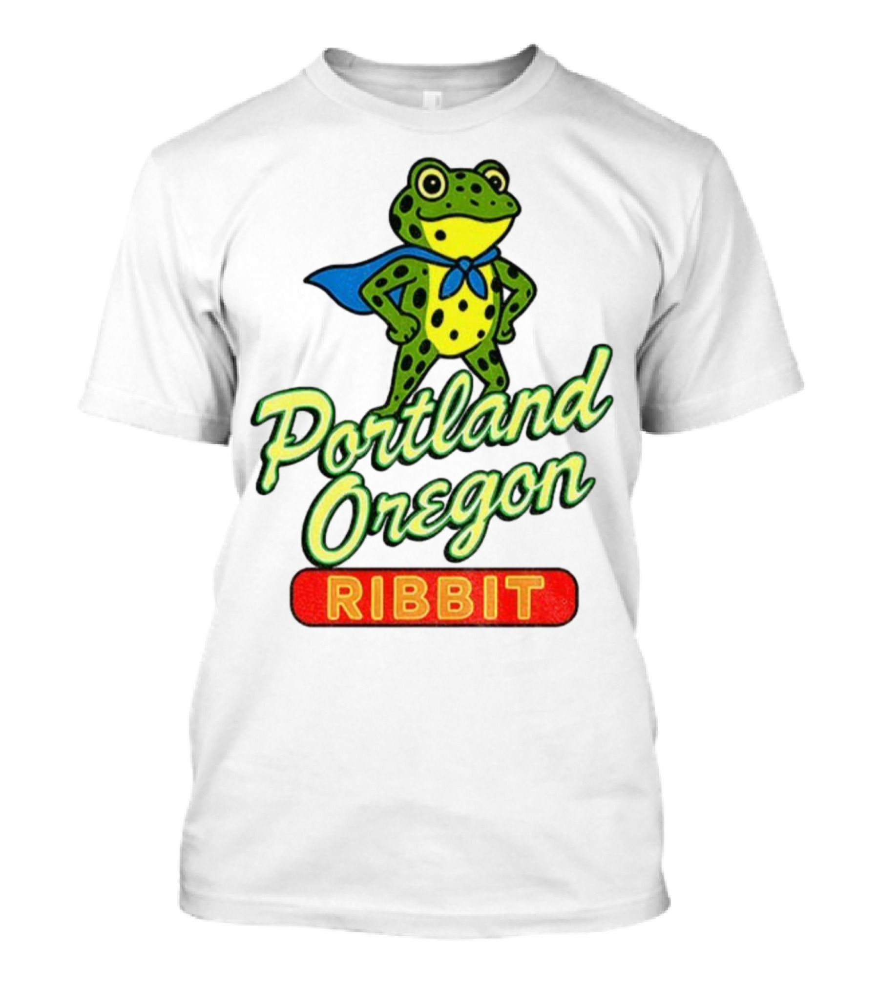 Portland Oregon Ribbit Frog Superhero Retro Style T-Shirt