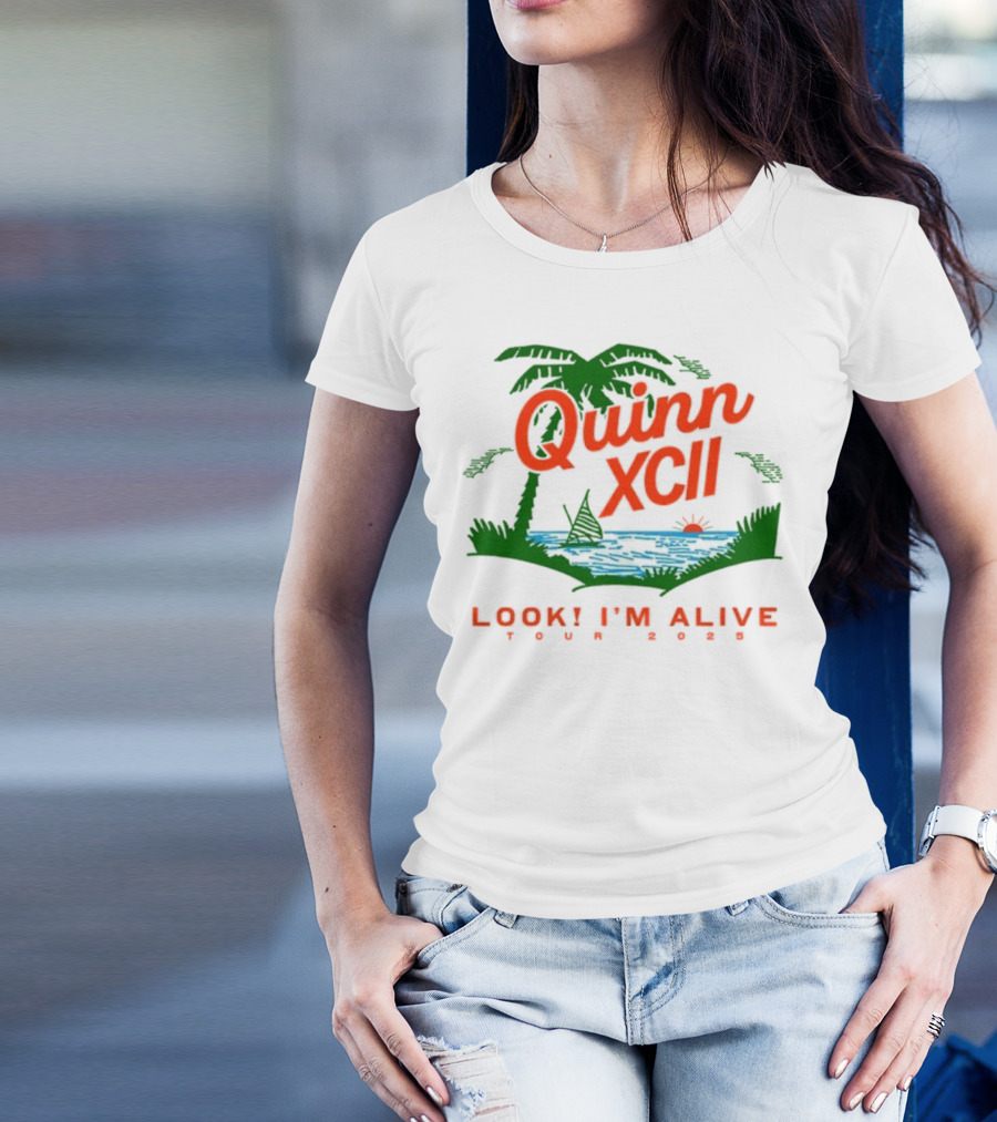 Quinn XCII Look! I’m Alive Tour 2025 Palm Trees Sunset Lake Scene T-Shirt