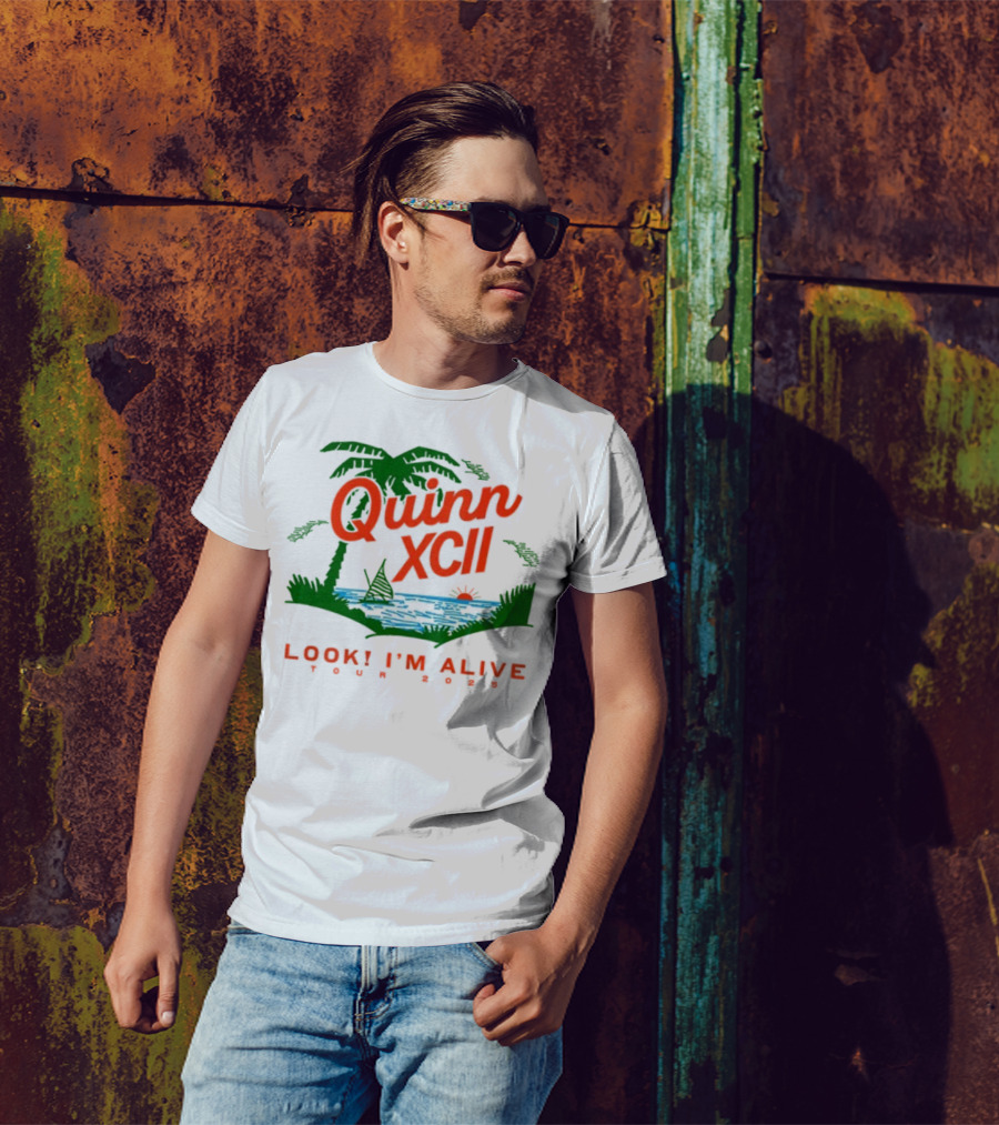 Quinn XCII Look! I’m Alive Tour 2025 Palm Trees Sunset Lake Scene T-Shirt