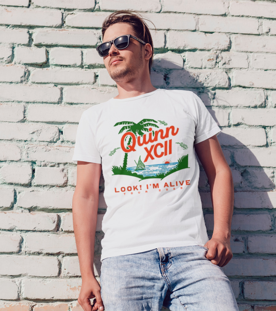 Quinn XCII Look! I’m Alive Tour 2025 Palm Trees Sunset Lake Scene T-Shirt