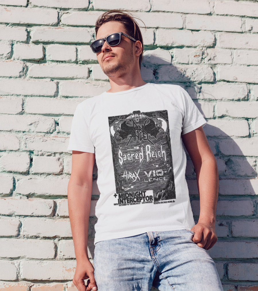 Dark Angel Sacred Reich Hirax Vio-Lence Midnight Interceptor The Belasco Los Angeles October 16 2025 T-Shirt