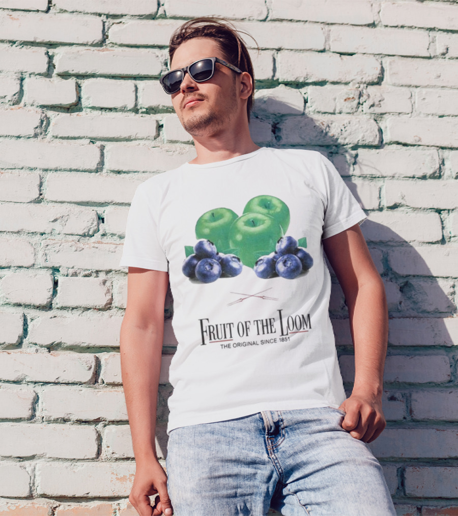 Fruit Of The Loom Original Since 1851 Green Apples Blueberries T-Shirt