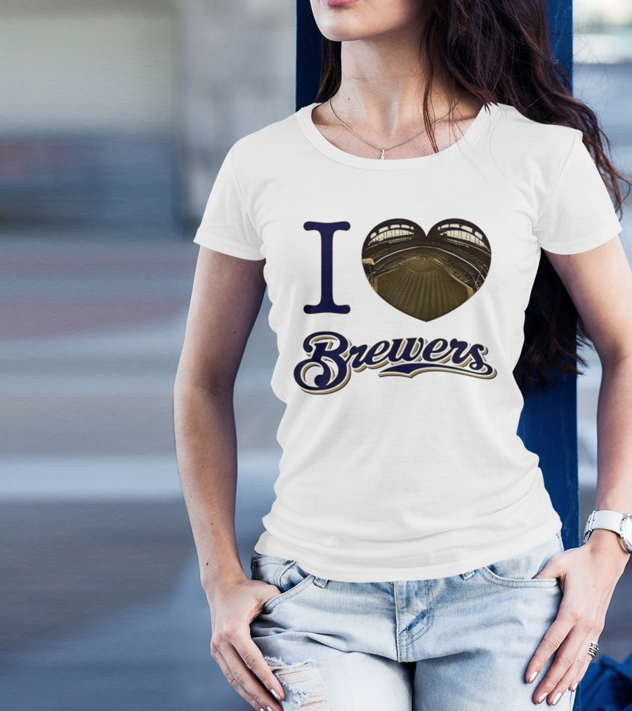I Love Brewers Heart Stadium Milwaukee MLB T-Shirt