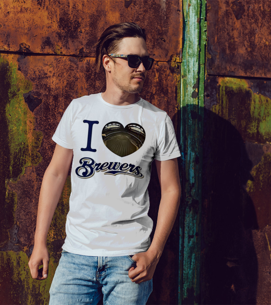 I Love Brewers Heart Stadium Milwaukee MLB T-Shirt