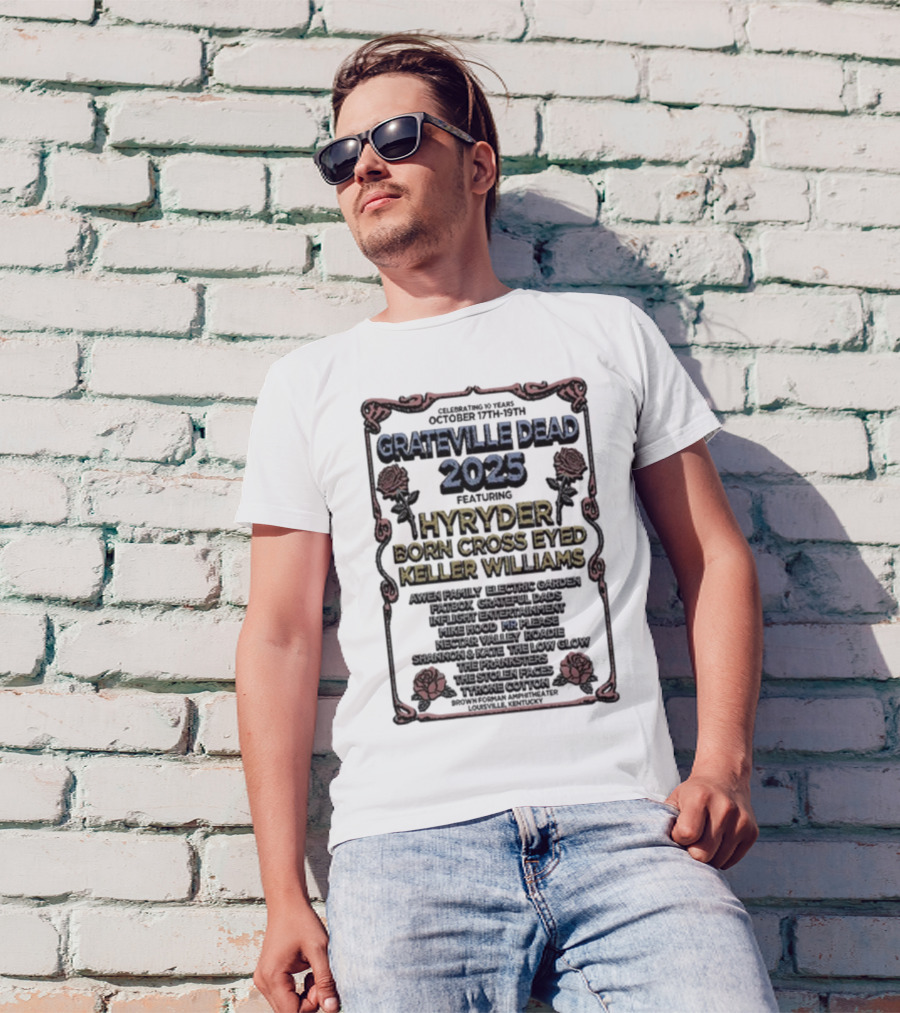 Grateville Dead 2025 Hyrÿder Born Cross Eyed Keller Williams Brown Forman Amphitheater Oct 17-19 T-Shirt