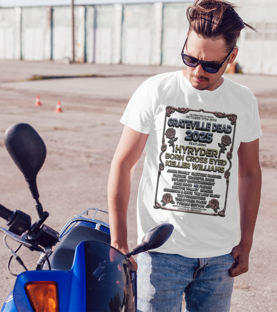 Grateville Dead 2025 Hyrÿder Born Cross Eyed Keller Williams Brown Forman Amphitheater Oct 17-19 T-Shirt