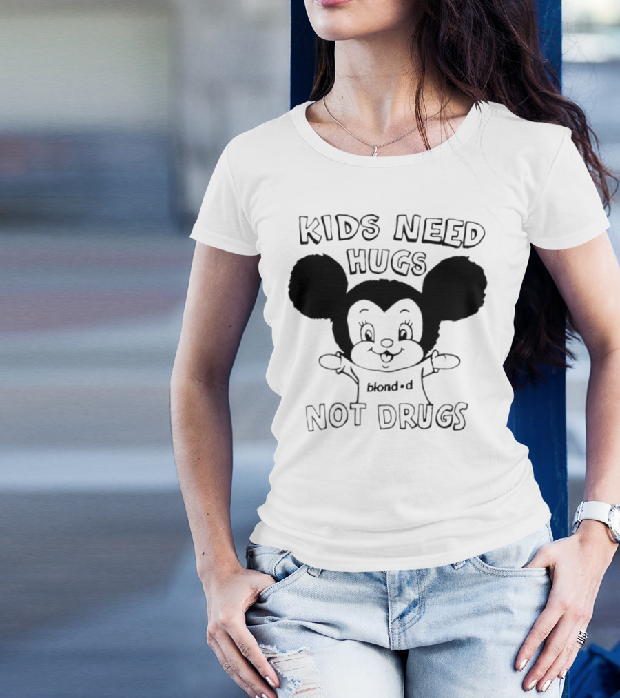 Kids Need Hugs Not Drugs Mouse Ears Cartoon Style T-Shirt