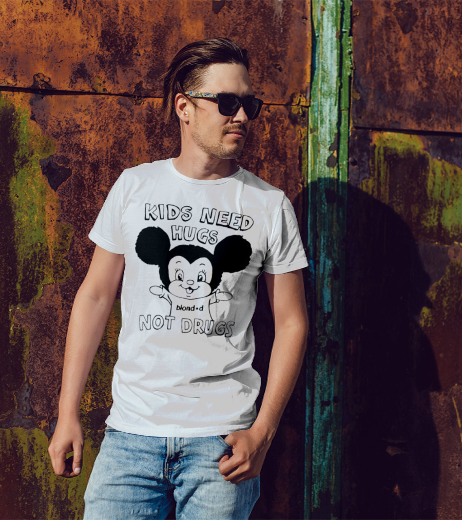 Kids Need Hugs Not Drugs Mouse Ears Cartoon Style T-Shirt