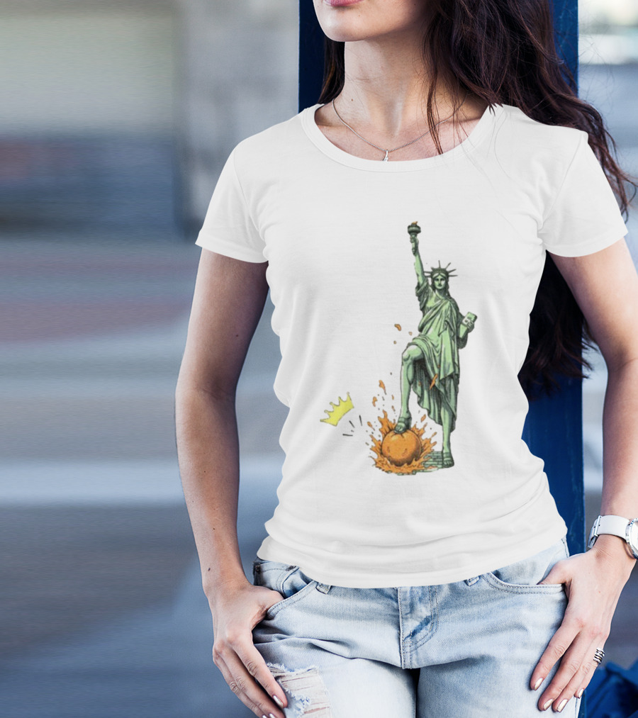 No Kings In America Statue Of Liberty Crown Orange Anti Trump Vintage T-Shirt