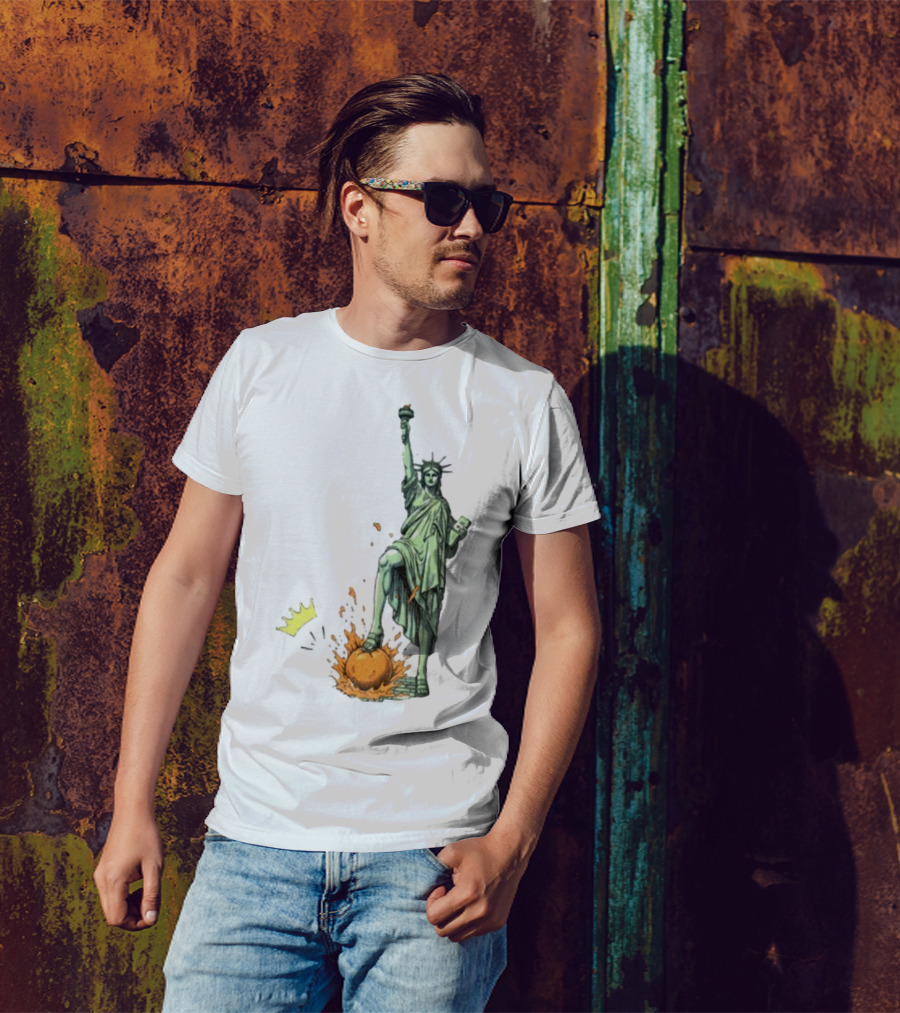 No Kings In America Statue Of Liberty Crown Orange Anti Trump Vintage T-Shirt