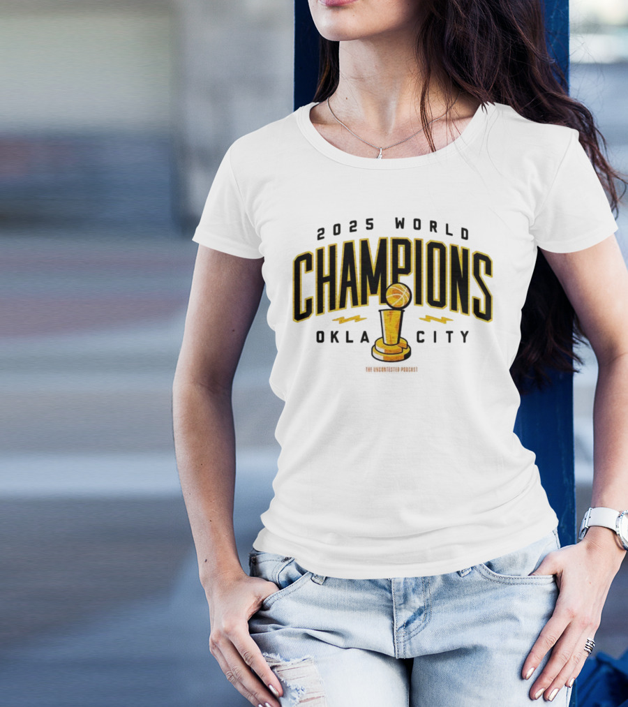 2025 World Champions Oklahoma City Basketball Trophy T-Shirt