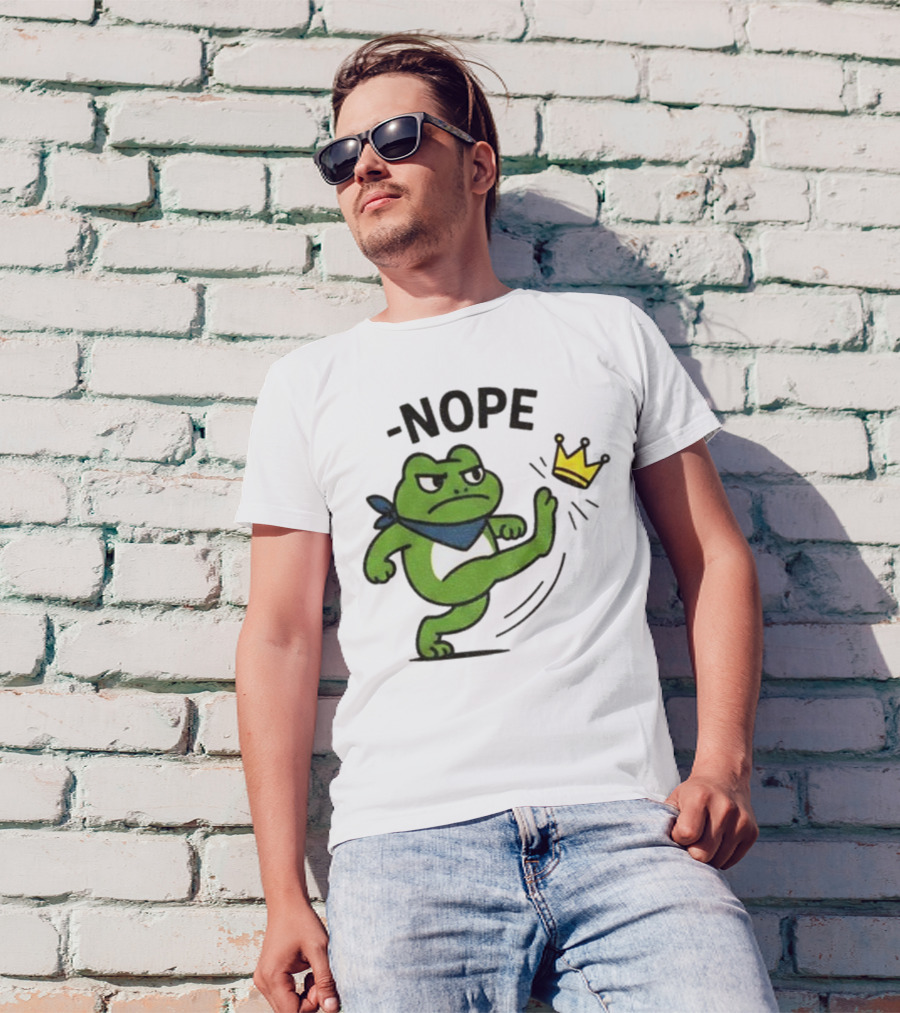 Portland Frog Nope Kicking Crown Political Meme T-Shirt