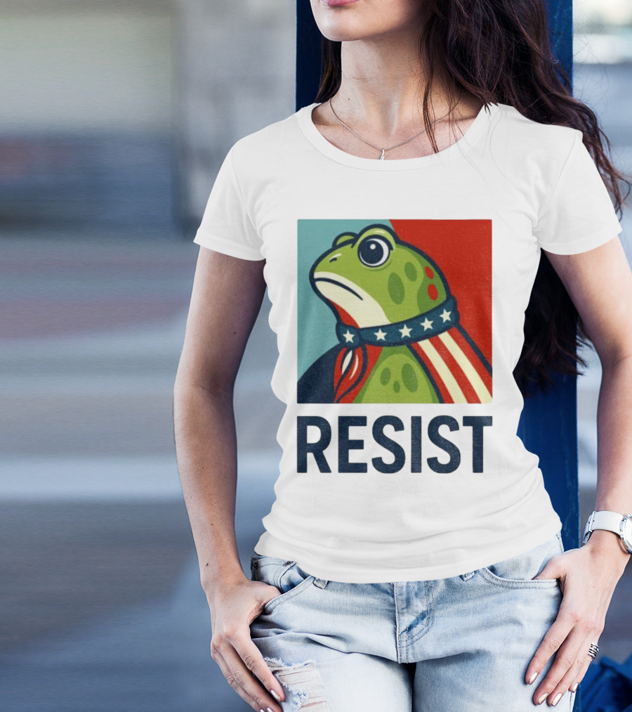 Resist Portland Frog Patriotic Stars And Stripes Retro Art T-Shirt