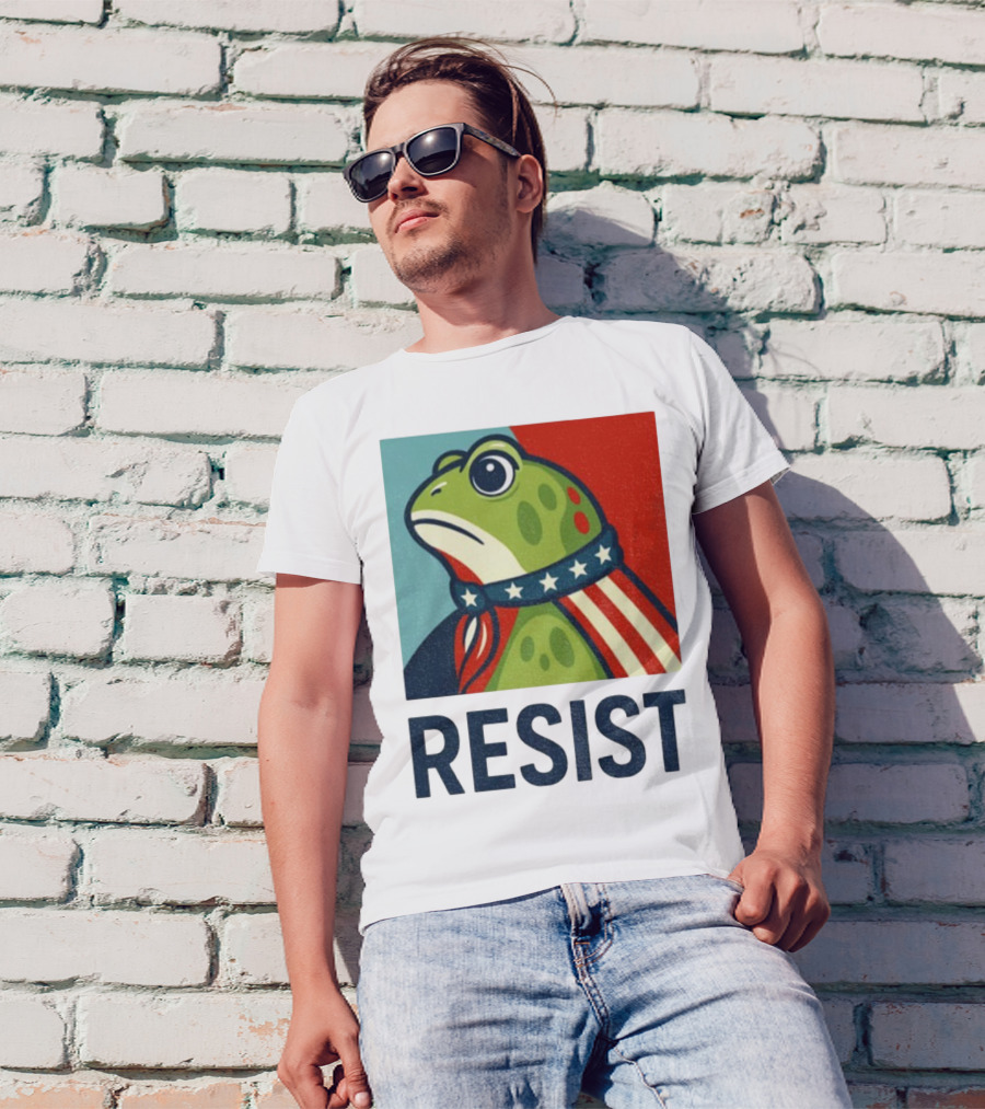 Resist Portland Frog Patriotic Stars And Stripes Retro Art T-Shirt