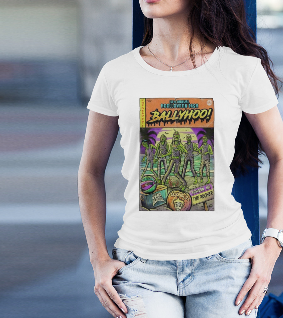 18th Annual Hoolloween Bash Ballyhoo October 17 2025 The Recher Towson MD Palm Trees Zombies T-Shirt
