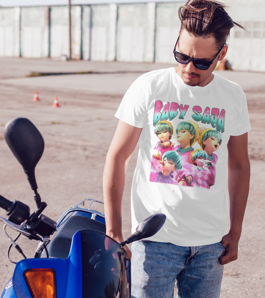 Baby Saja Drinking Soda Cool Anime Character Theme T-Shirt