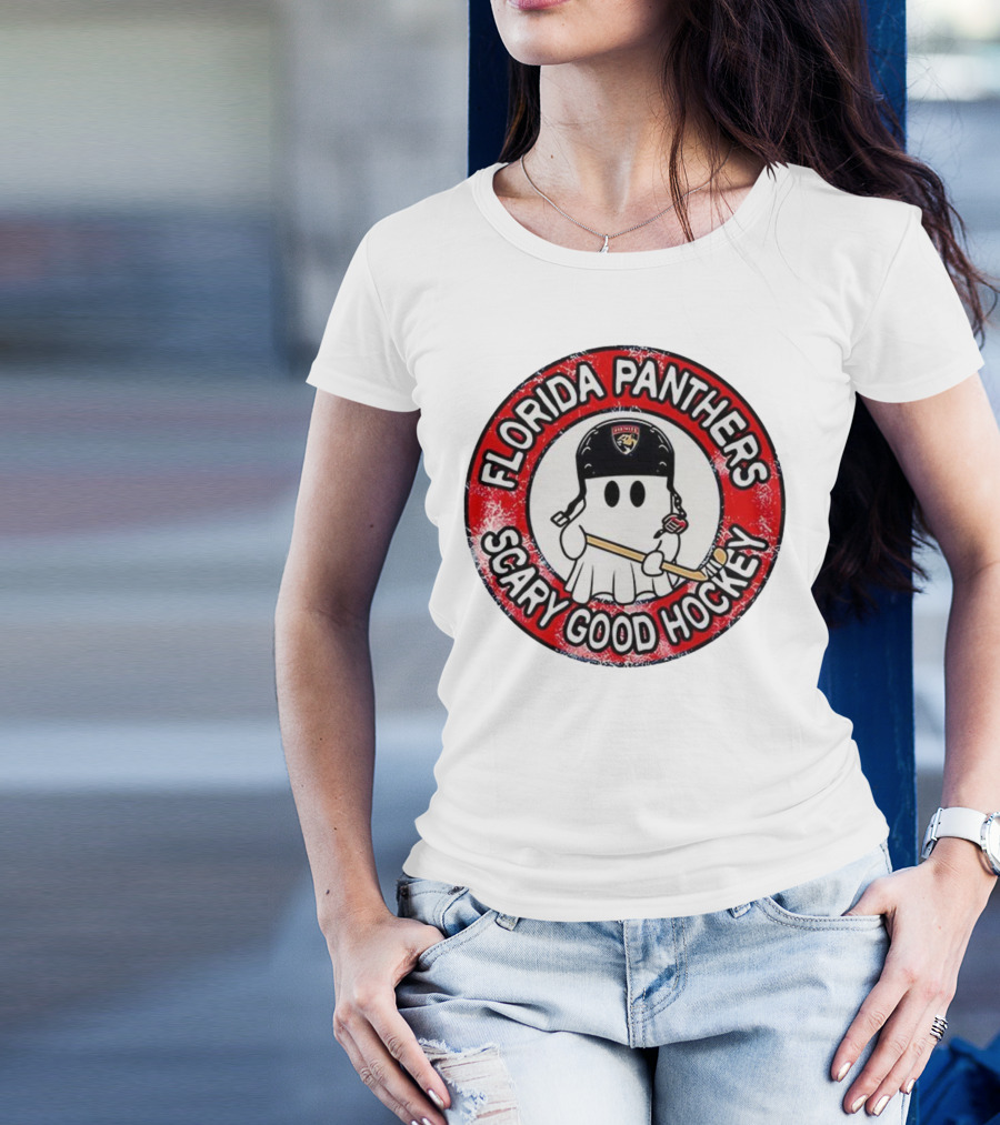 Florida Panthers Scary Good Hockey Ghost With Stick And Helmet T-Shirt