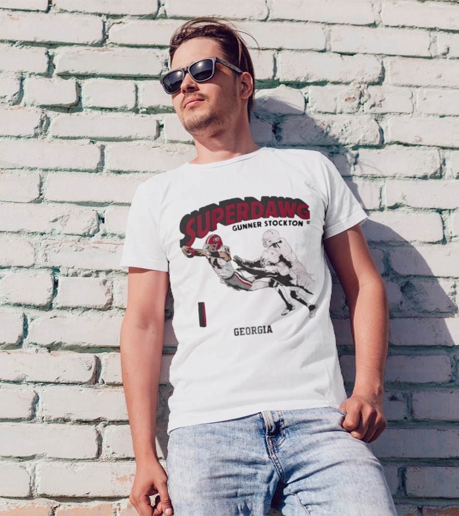 SuperDawg Gunner Stockton Georgia Football Player Action T-Shirt