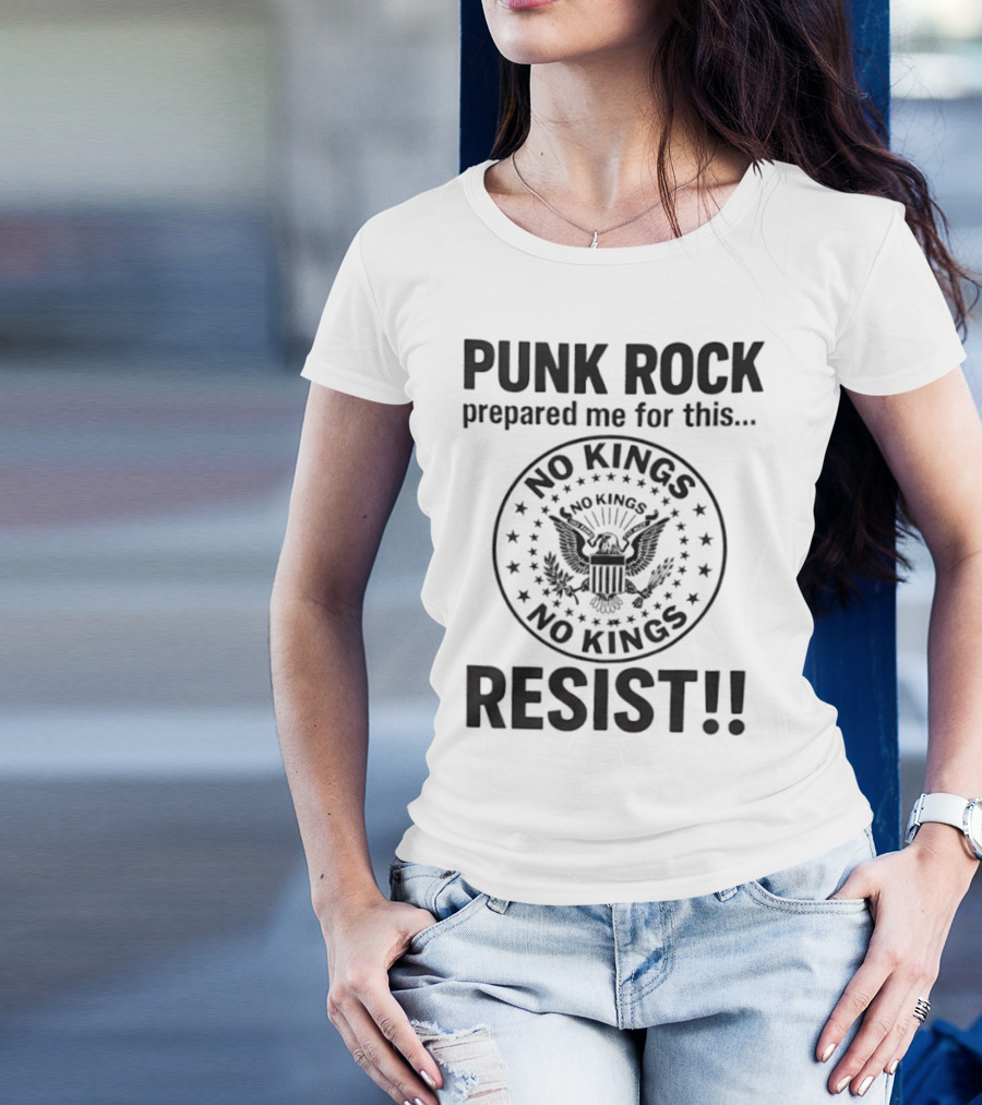 Punk Rock Prepared Me For This No Kings Resist American Eagle Emblem T-Shirt