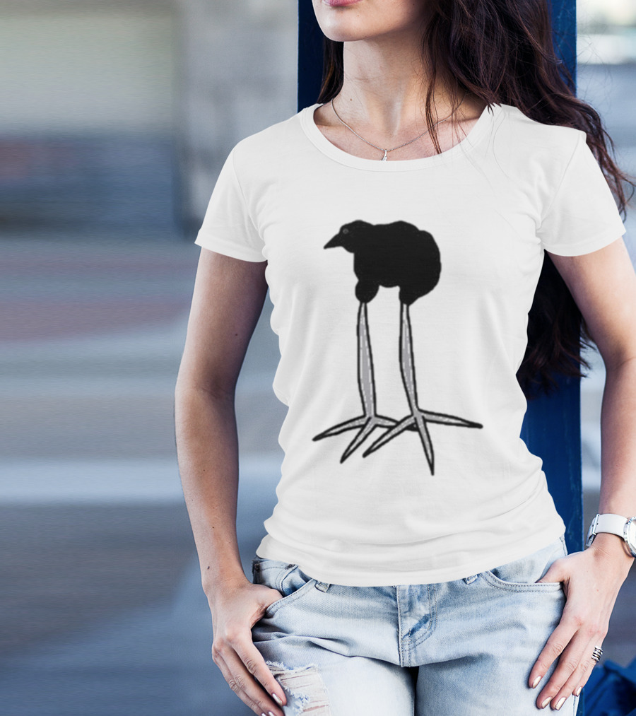 Zasha Charcoal Raven Bird Long Legs T-Shirt