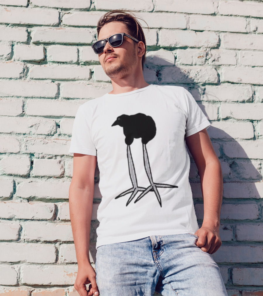 Zasha Charcoal Raven Bird Long Legs T-Shirt