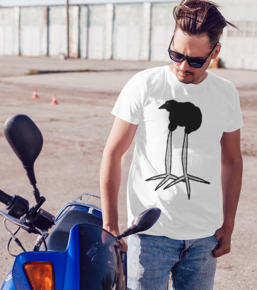 Zasha Charcoal Raven Bird Long Legs T-Shirt