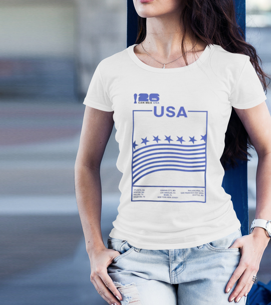 FIFA World Cup 2026 Host USA CAN MEX Stars Flags T-Shirt