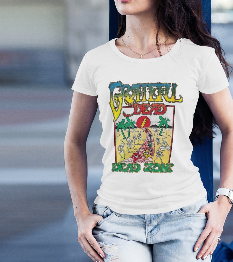Grateful Dead Skeleton Dead Zone With Desert Scene And Dates T-Shirt
