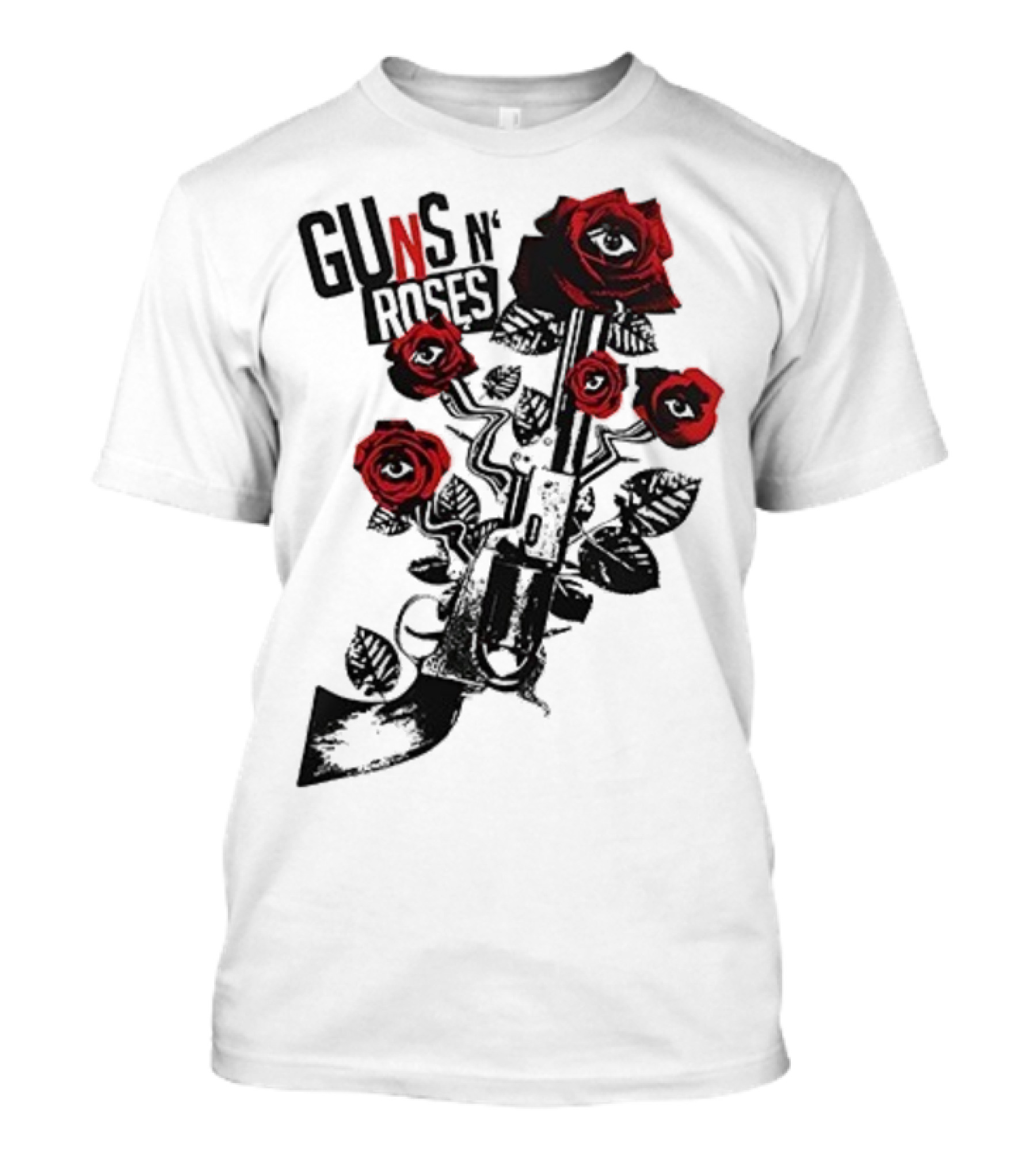 Guns N’ Roses 2025 World Tour Warsaw Red Roses And Pistols T-Shirt