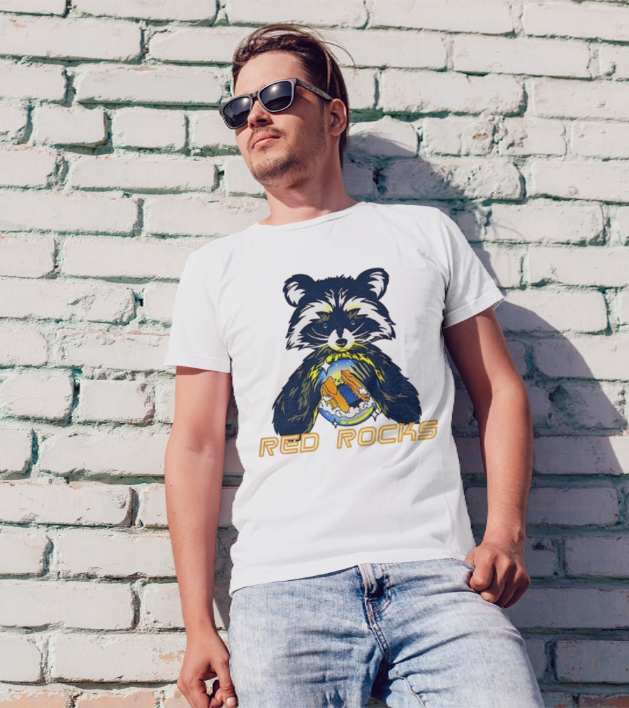 Red Rocks Raccoon Crystal Ball Graphic Tee T-Shirt