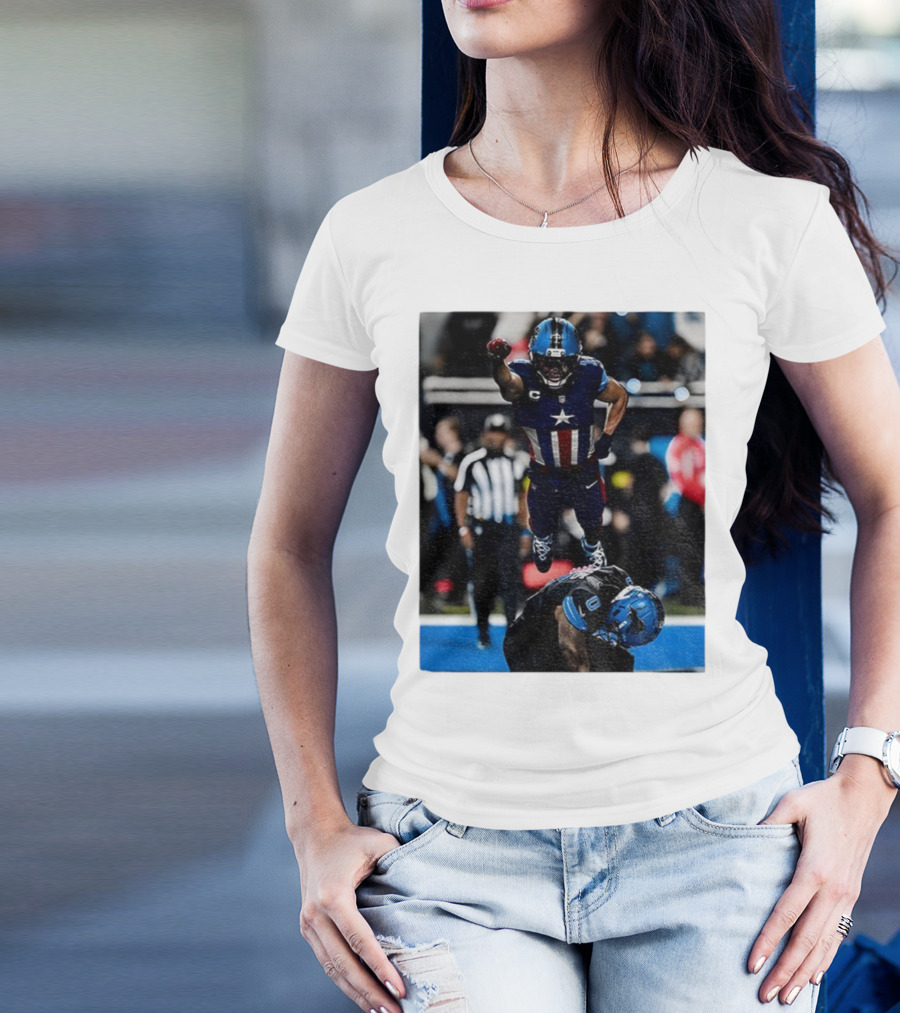 Detroit Lions Amon Ra St Brown Jahmyr Gibbs Captain America Spider-Man NFL Football T-Shirt